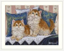 Siuvinėjimo komplektas kryželiu „Pūkuoti draugai“, 32 DMC, Aida 16, 34×25,5 cm