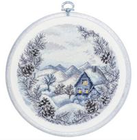 Siuvinėjimo komplektas su lankeliu „Žiema“ 17×17 cm — puiki dovana