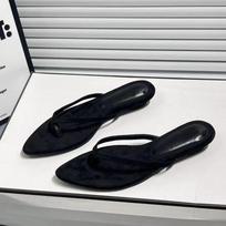 Fashion 2025 Plus Size Flip Flops Women's Slippers Summer Hot Sale Pointed Toe Low Heel Sandals Outdoor Concise Daily Beach Slippers 35 juoda