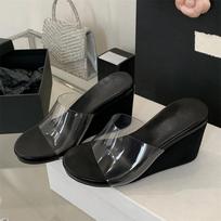 Madingi vasariniai PVC skaidrūs leopardo rašto platforminiai šlepetės moteriški batai Madingi aukštakulniai šlepetės Zapatos De Mujer 35 juoda