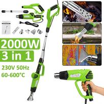 2000 W 3-in-1 piktžolių degiklis Elektrinis terminis piktžolių naikintuvas Karšto oro piktžolių ir žolės degiklis Patvarus saugus sodo įrankis su 5 antgaliais