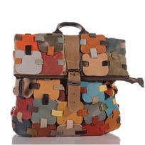 Moterų odinė kuprinė patchwork dizaino One Size juoda