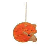 Iš tekstilės rankų darbo eglutės papuošimas 8 cm Sleeping Fox – Sass & Belle