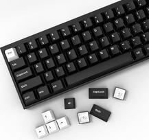 "LQXQ" 168 klavišų, "Double Shot PBT" pasirinktinių klavišų dangtelių rinkinys, minimalistinio stiliaus balti ant juodo "Cherry" profilio klavišų dangteliai "Cherry Gateron MX" jungikliams mechaninei klaviatūrai