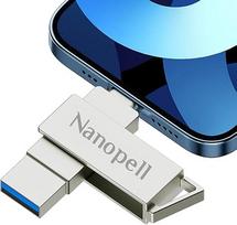 "Nanopell" USB atmintinė 128GB, 3 in 1 USB atmintinė mobiliajam telefonui Atminties atmintinė i0S/OTG Android/PC. Atminties kortelėje galima saugoti daugiau nuotraukų ir vaizdo įrašų, reikia atsisiųsti programėlę