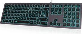B.FRIENDIT AZERTY išdėstymo plona laidinė klaviatūra su aliuminio korpusu ir RGB apšviesta USB apšvietimo klaviatūra, skirta "Apple iMac", "MacBook", "Mac" ir PC - pilka