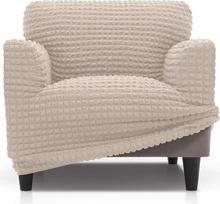 FAVERTI® itin elastingas universalus fotelio užvalkalas nuo 70 iki 110 cm BUFALI Modelis Beige Idealus užvalkalas bet kokios formos foteliams Kokybiška apsauga Pagamintas iš 3D žakardinio audinio ir medvilnės