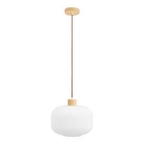 Baltos spalvos kabantis šviestuvas ø 30 cm su stiklo gaubtu Argalo – House Nordic
