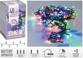 Elektrinė girlianda LED LIGHTS, 48 LED, IP44, (elementai 3xAA neįeina), įvairių sp., 3,6 m