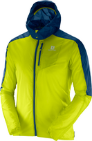 SALOMON vėjasauga su kapišonu Fast Wing Hoodie žalia/mėlyna