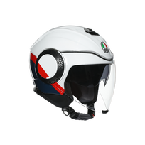 AGV šalmas Orbyt Block perlų baltos/mėlynos/raudonos spalvos