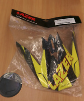 LAZER šalmo skydelis MX8 Geotech PC anglies/geltonas fluorescencinis/raudonas