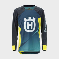 HUSQVARNA marškinėliai vaikams Kids Railed juoda/mėlyna/geltona