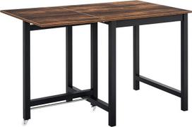 "HOMCOM" valgomojo stalas Išskleidžiamas sulankstomas stačiakampis virtuvės stalas 4-6 žmonėms su ratukais Metalinis valgomojo stalas 118 x 70 x 76,5 cm rudos spalvos