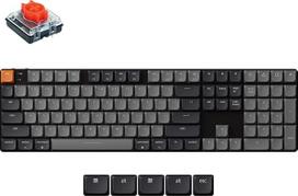 "Keychron K5 QMK" itin plona ANSI belaidė mechaninė žaidimų klaviatūra Viso dydžio 104 klavišai su raudonu jungikliu, baltu LED apšvietimu, įkraunama laidinė "Bluetooth" klaviatūra
