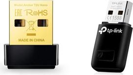 "TP-Link Archer T2U Nano AC600" USB WLAN kištukinis adapteris (433MBit/s 5 GHz, 200MBit/s 2,4 GHz 802.11ac/n), juodas/auksinis ir TL-WN823N WLAN USB kištukinis adapteris (300Mbit/s 2,4 GHz, mini dydžio adapteris)