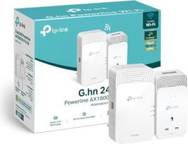 "TP-Link Wireless G.hn2400 Powerline AX1800 Wi-Fi 6" rinkinys, diapazono ilgintuvas / Wi-Fi stiprintuvas / karštasis taškas, papildomas maitinimo lizdas, 1+2Gigabit Ethernet prievadai, idealiai tinka 8K HD ir žaidimams, "Plug and Play" (PGW2440 KIT)