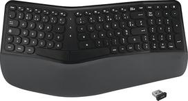 APM Ergonomiška belaidė klaviatūra 2,4 GHz imtuvas Integruota riešo atrama Prancūziška AZERTY klaviatūra Dviejų dalių dizainas Suderinama su "PC Mac" nešiojamaisiais kompiuteriais 100043