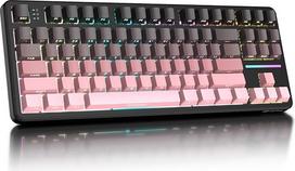 ATTACK SHARK X87 80% belaidė mechaninė žaidimų klaviatūra, BT/2.4G/USB-C karšto keitimo sandariklis, RGB linijinis jungiklis, 4000 mAh, šoninis graviruotas PBT gradiento klavišų dangtelis, skirta PC/MAC, juodai rožinė