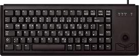 CHERRY G84-4400 Kompaktiška klaviatūra su sekimo kamuoliuku, prancūziškas išdėstymas (AZERTY), laidinė (USB prievadas), 2 pelės mygtukai, mechaniniai ML jungikliai, juoda