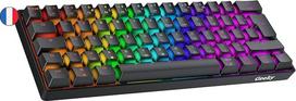 Geeky GK61 60% | Mechaninė žaidimų klaviatūra | 62 klavišai su įvairiaspalviu RGB LED apšvietimu, skirta PC/Mac žaidėjams| ISO FR AZERTY prancūzų kalba (juoda, mechaninė, geltonos spalvos)
