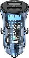 Loader Usams USAMS Car Charger C31 3A 2xUSB-A Fast Charge blue/blue CC162CC02