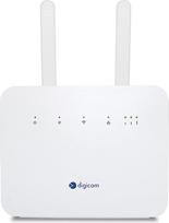 "Digicom 4G+ LiteRoute Plus" maršrutizatorius 4.5G CAT6 300Mb/s, "Wi-Fi AC1200 Dual Band", 4 prievadai (3LAN - 1LAN/WAN), Gigabit, nereikia konfigūracijos, baltos spalvos