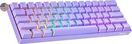 "Geeky" GK61 SE 60% mechaninė žaidimų klaviatūra, 61 klavišas, įvairiaspalvis RGB LED apšvietimas, skirta PC/Mac žaidėjams, ANSI JAV amerikietiškas išdėstymas (levandų spalvos, mechaninė juoda)