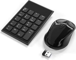 "Yeemie Pro" belaidė skaičių klaviatūros ir pelės kombinacija, 2.4G nešiojamoji itin plona USB skaičių klaviatūra ir pelė, skirta nešiojamiesiems kompiuteriams ir nešiojamiesiems kompiuteriams - tik vienas USB imtuvas