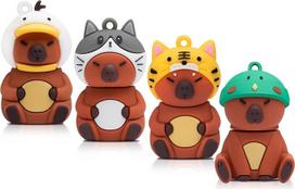 BORLTER CLAMP Pack of 4 USB Stick 16GB Cute Flash Drive Capybara Animal Memory Stick Novelty Flash Drive Pendrive Thumb Drive Dovana studentams ir vaikams