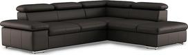 CAVADORE Valerie odinė sofa-lova su ottomanu / kampinė sofa su miego funkcija + galvūgalio reguliavimas / 272 x 73 x 226 cm / tikra oda, tamsiai ruda