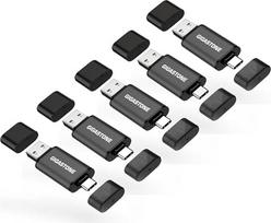 GIGASTONE 16GB dvigubos jungties (5 vnt.) Z40 USB 3.2 Gen 1, 2-in-1 Type-A ir Type-C, 100MB/s UltraSchnell, Mit Schutzkappe, Plug & Play für Smartphone/PC/Mac/TV/Auto USB 2.0/3.0/3.1 Kompatibel