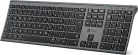 iClever Teclado Bluetooth BK23-QWERTY Español Teclado Inalámbrico para Mac Con Batería Recargable Tamaño Completo Dedo Multidispositivo Multi-OS Gris