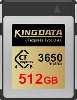 KNGDATA CFexpress B tipo atminties kortelė 4.0 512GB, iki 3650MB/s skaitymo greičio, skirta 8K/4K RAW didelės spartos vaizdo įrašams, CF Express kortelė profesionaliems DSLR fotoaparatams
