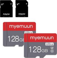 myemuun 2 x 128GB Micro SD kortelė C10 High Speed su adapteriu išmaniesiems telefonams, planšetiniams kompiuteriams, žaidimų konsolėms, apsaugos kameroms ir vaizdo kameroms (2 x 128GB)