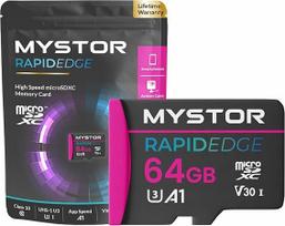 Mystor Micro SD kortelė, atminties kortelė "Samsung Galaxy Tab S7", S6, A7, A8, S6 Lite, S7 Plus, A7 Lite Micro SD atminties kortelė "Samsung" planšetiniam kompiuteriui MicroSD UHS-1 U3 MicroSDXC (64GB MicroSD RapidEdge)