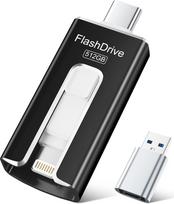 SUDEHO USB atmintinė 512GB iPhone, MFi-Zertifizierter USB-C & Lightning Speicherstick, 3-in-1 Memory Stick für iPhone/iPad/Android/PC, USB 3.0 Fotostick Schnelle Foto & Videoübertragung, Schwarz