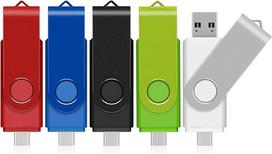 TEWENE USB C atminties kortelė 4GB 5 pakuotės USB C atmintinė 2 in 1 (USB-C ir USB-A) su dirželiu mobiliesiems telefonams ir kompiuteriams