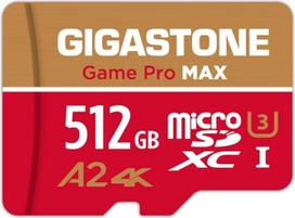 [5 metų nemokamas duomenų atkūrimas] GIGASTONE 512GB Micro SD kortelė, Game Pro MAX, iki 160/100MB/s, MicroSDXC atminties kortelė "Nintendo Switch 1", "SteamDeck", 4K UHD vaizdo įrašas, UHS-I A2 V30 U3