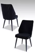 Kėdžių rinkinys (2 dalys), Hanah Home, Pufi, juodas, 48 ​​x 90 x 43