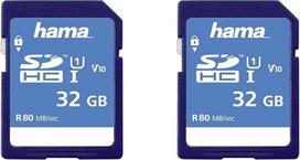 "Hama" SDHC atminties kortelė 32GB SD 3.01 Standard 80MB/s 10 klasės duomenų saugumas dėl mechaninės apsaugos nuo įrašymo, ženklinimo laukelis (2 vnt.)
