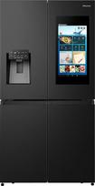 "Hisense RQ760N4IFE" kryžminių durų šaldytuvas-šaldiklis, "Total NoFrost", išmanusis ryšys su ekranu ir "WiFi", "MultiFlow" aušinimas, ledo ir vandens dozatorius, "Super Cool", "Metal Tech Cooling", EEK E, juodas