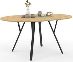 IDMarket - Išplečiamas apvalus valgomojo stalas 4-8 žmonėms Medžio ir juodos spalvos pramoninio dizaino 110-150cm