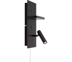 Markslöjd 109018 - LED sieninis šviestuvas su lentynėle ir USB prievadu CARICA 4W/230V, juodas