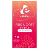 EasyGlide - prezervatyvai su taškeliais ir briaunelėmis - 10 vnt