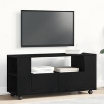 Tv spintelė su ratukais, juodas ąžuolas, 102x34,5x43cm, mediena