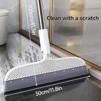 Guminis grindų šepetys, buitinis guminis gremžiklis su TRP minkštu silikoniniu peiliu vonios plytelėms, garažo betonui, dušo stiklui ir langų valymui Soft Silicone Broom