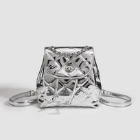 2025 summer new niche high-end color silver backpack diamond chain bucket bag mini small backpack sidabras