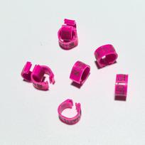 Individualizuotos 100 vnt. vidinis 8 mm plastikiniai balandžių žiedai - individualiai lazeriu graviruoti, balandžių kojų žiedai skaisčiai raudona su oranžiniu atspalviu