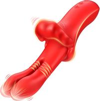 SuperLove 4in1 Dual Thrusting Vibrator Red